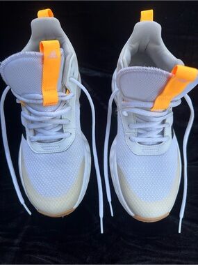 adidas Men's White Sneakers with Orange Pull Tabs